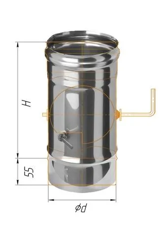 заслонка феррум (шибер поворотный) нержавеющая (430/0,8мм), ф115