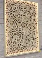панно в рамке с подсветкой можжевеловое на щите из липы 100*80*5см автор бани 