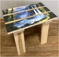 табурет №4 "водопад в горах" (липа),45х*29х38, пэм