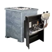 печь для бани березка викинг 15 газ в каменной облицовке #