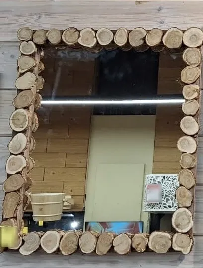 зеркало липа с можжевельником 450*550мм автор бани