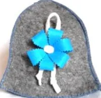 шапка для бани синий цветок, серая, жар-банька