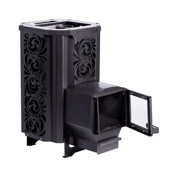 печь для бани сталь-мастер hard 16м хохлома без дверцы закрыт.каменка дровяная сетка